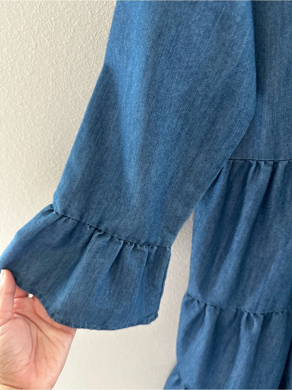 Denim Tiered Casual Dress by Given Kale - Blue - Picture 2 of 5